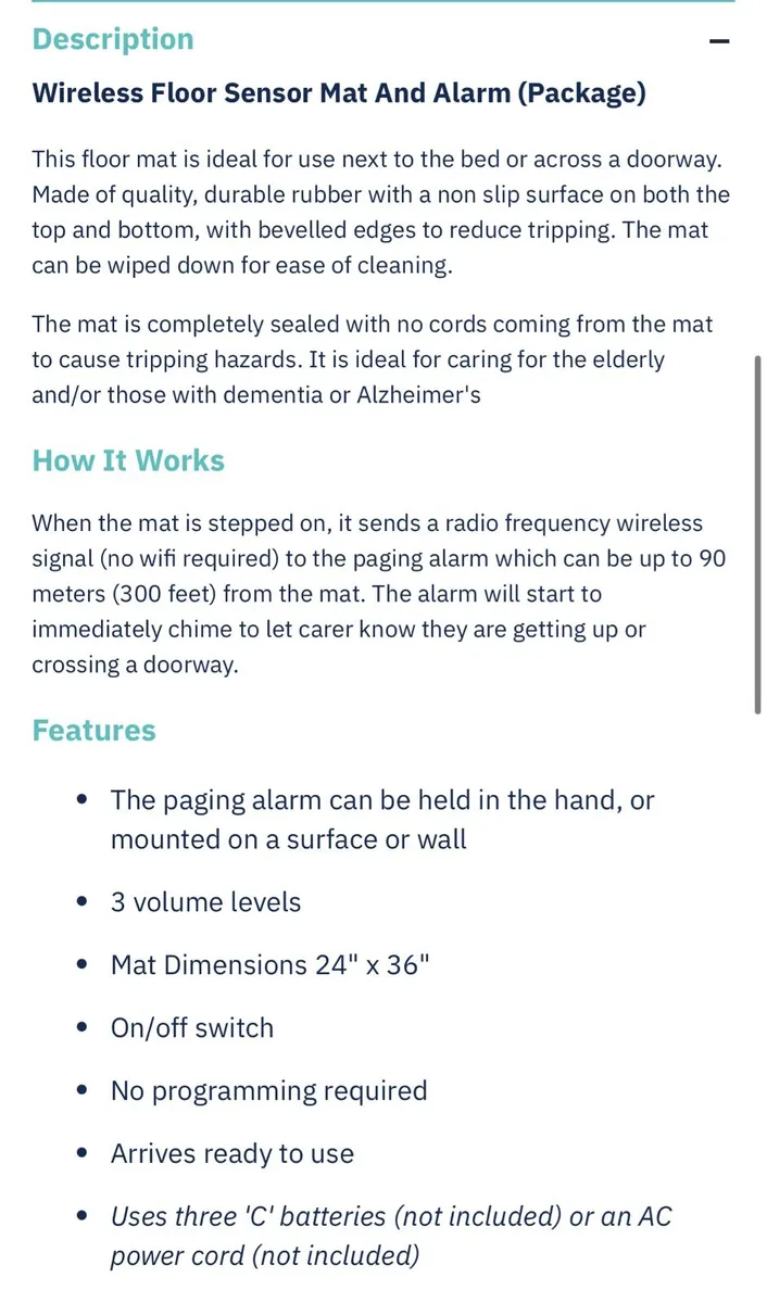 Wireless floor sensor mat and alarm - Image 3