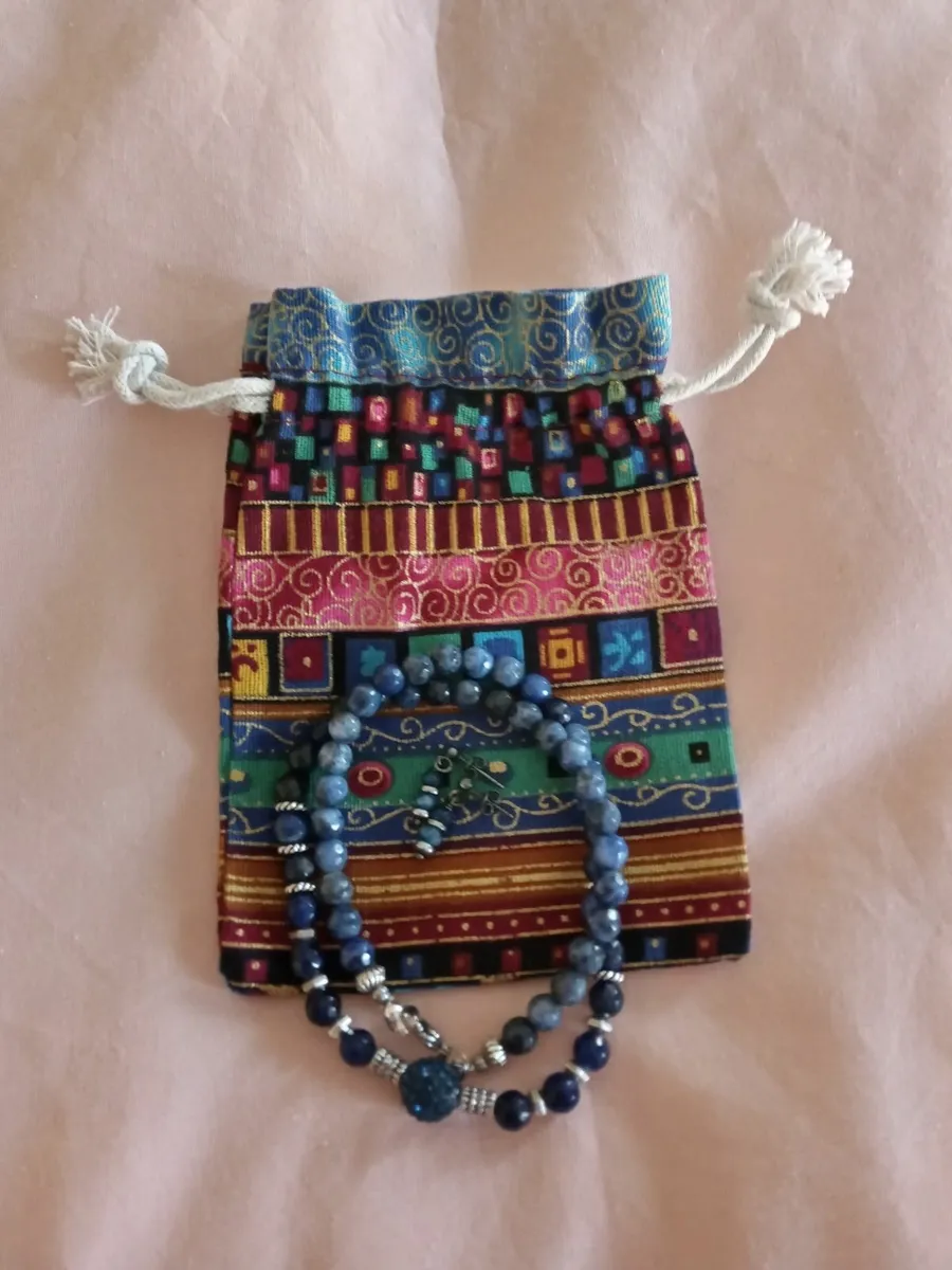 Denim blue necklace and earrings - Image 1
