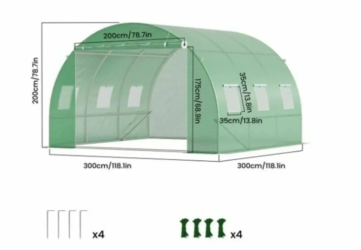Polytunnel Greenhouse 3x3x2 m 9m² Poly Tunnels - Image 3