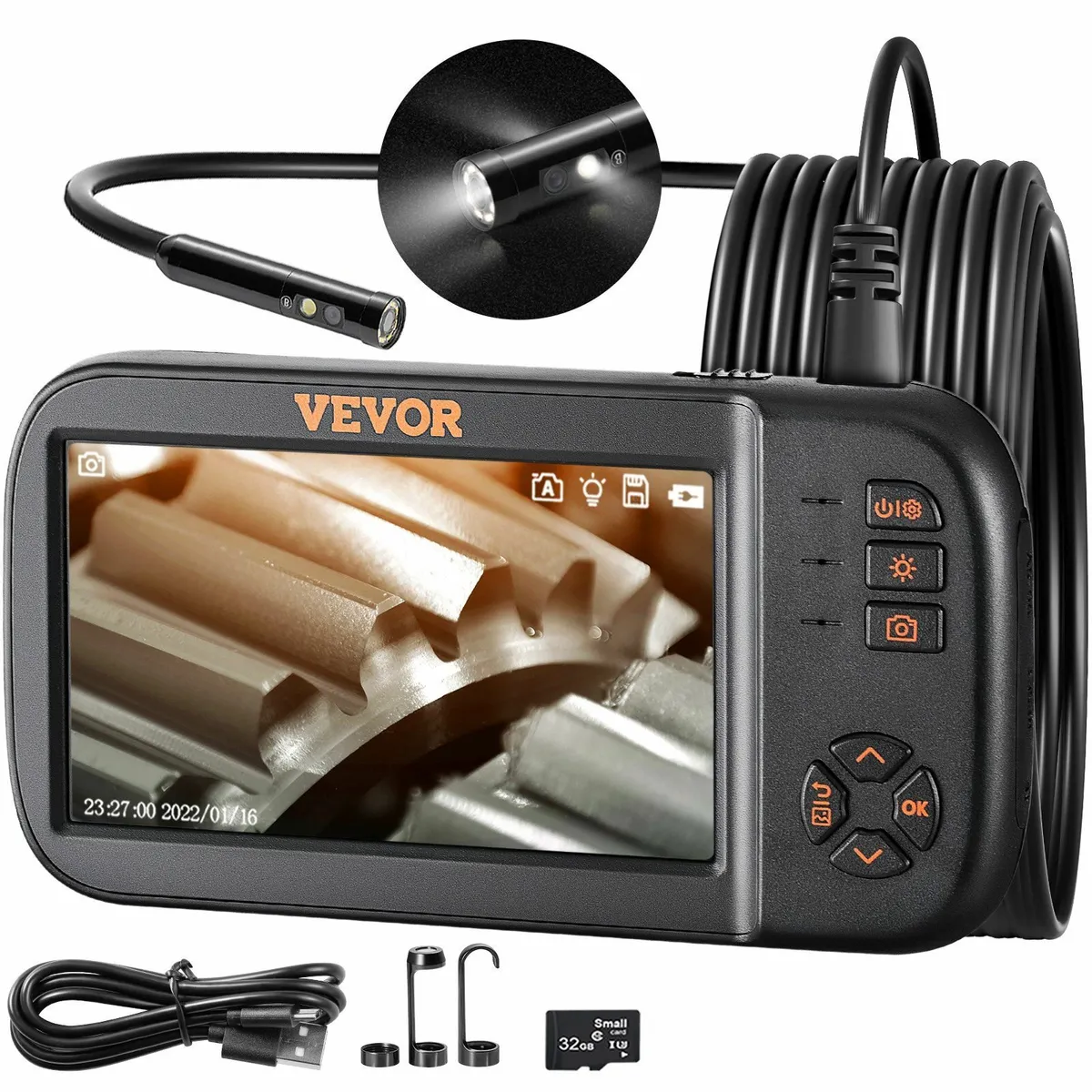 Triple Lens Endoscope Camera, 4.5" IPS Screen Bore - Image 1