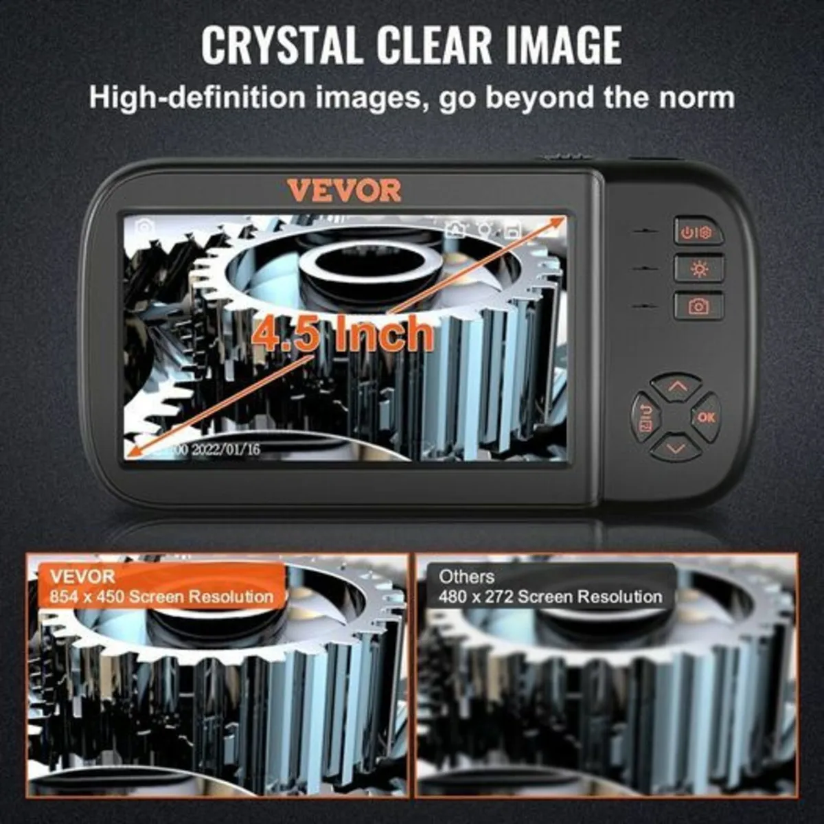 Triple Lens Endoscope Camera, 4.5" IPS Screen Bore - Image 4