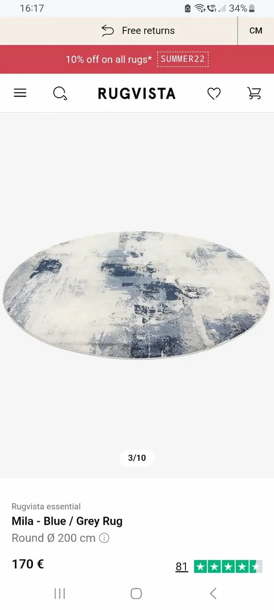 Round rug 200cm (second hand) - Image 1