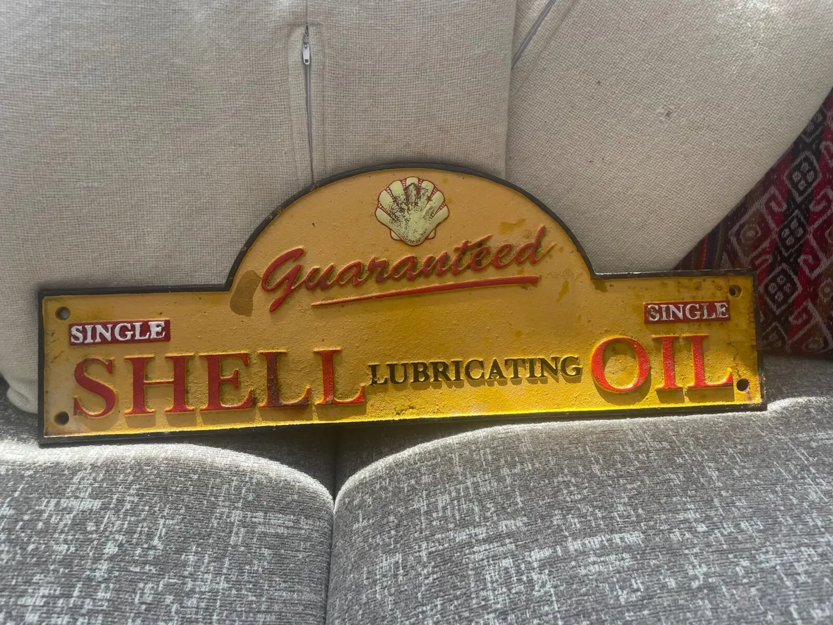 CAST IRON SHELL  OIL SIGN