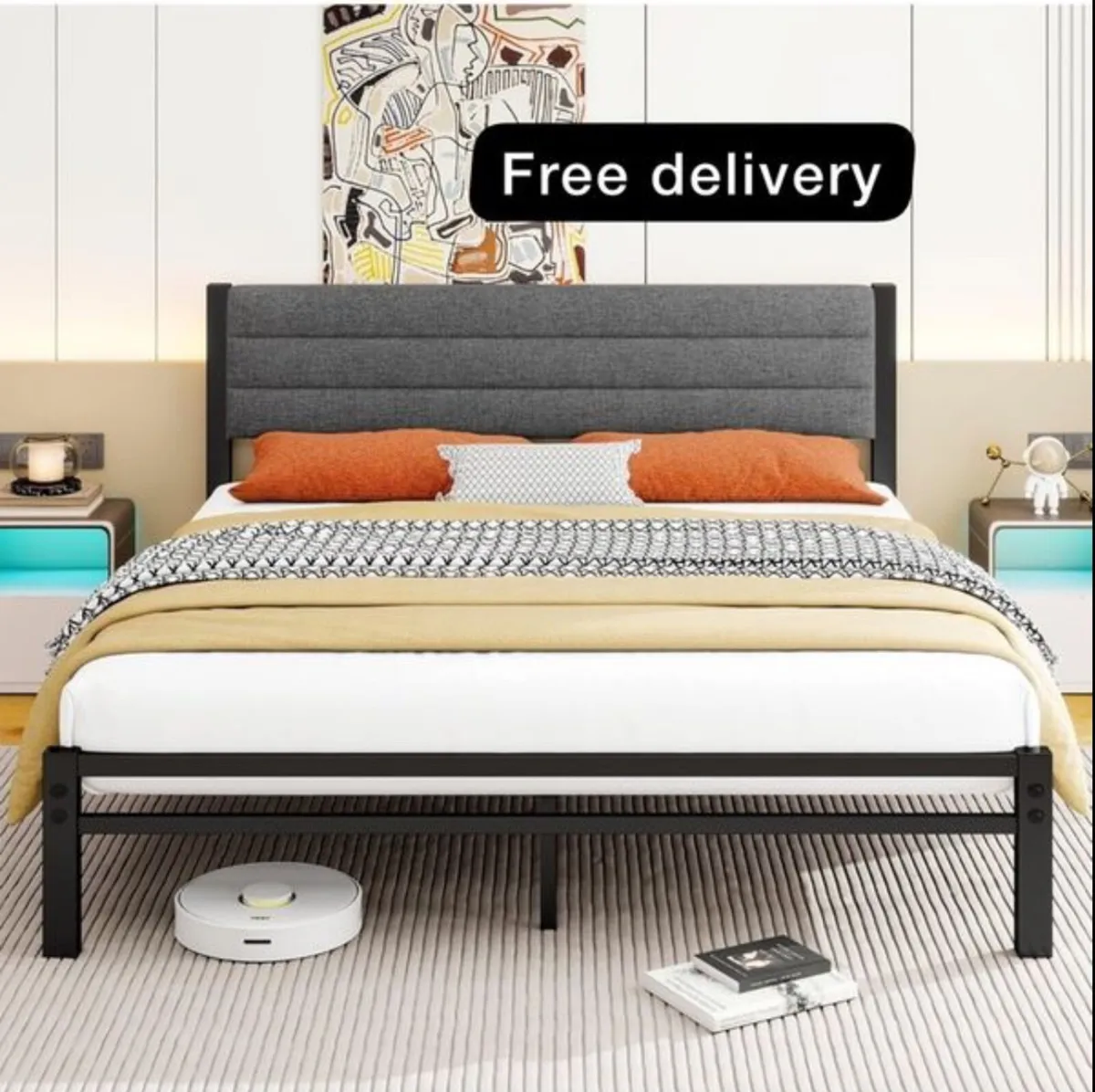 King Size Bed Frame Upholstered - Image 1