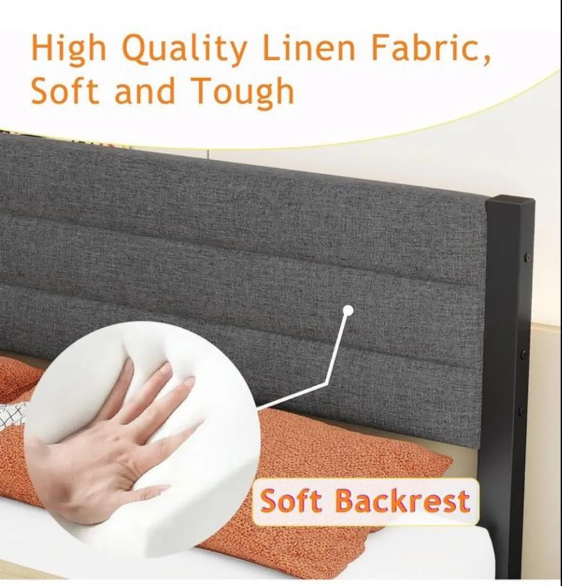 King Size Bed Frame Upholstered - Image 3