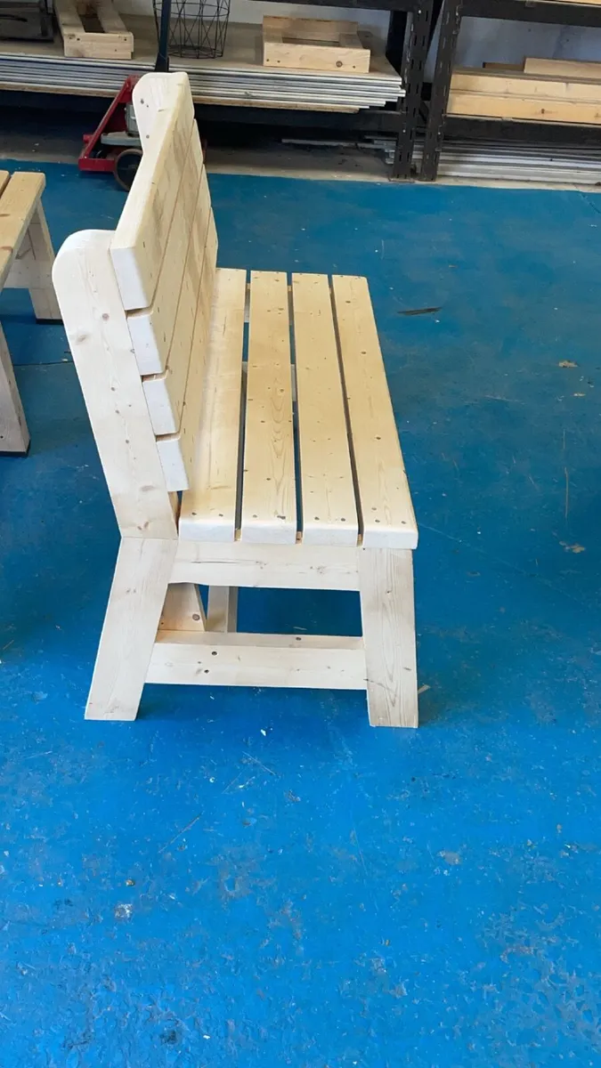 Brand New Solid Wood Benches and Table - Image 2