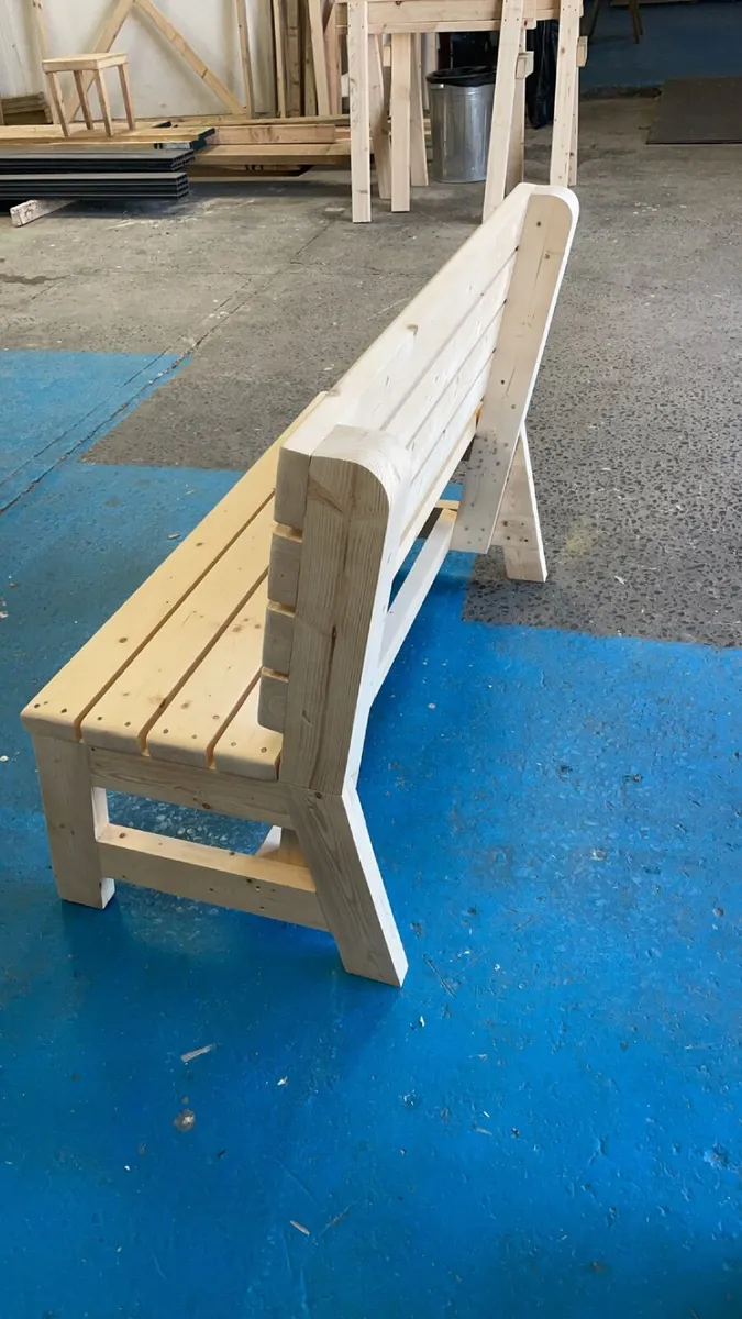 Brand New Solid Wood Benches and Table - Image 3