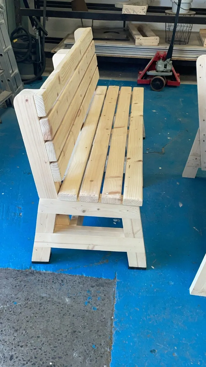 Brand New Solid Wood Benches and Table - Image 4