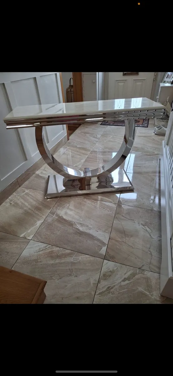 Marble console table with chrome legs