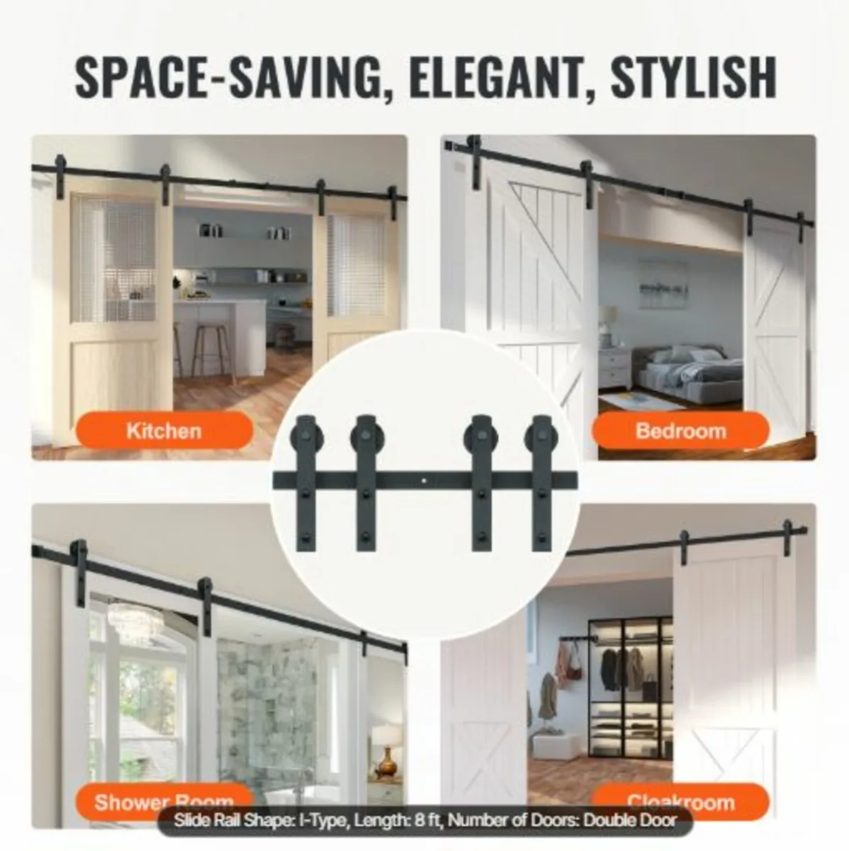 8FT Sliding Barn Door Hardware Kit - Image 3