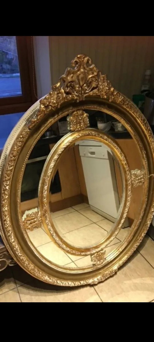victorian plate mirror 4.5ft x 4ft  gilt gesso - Image 1