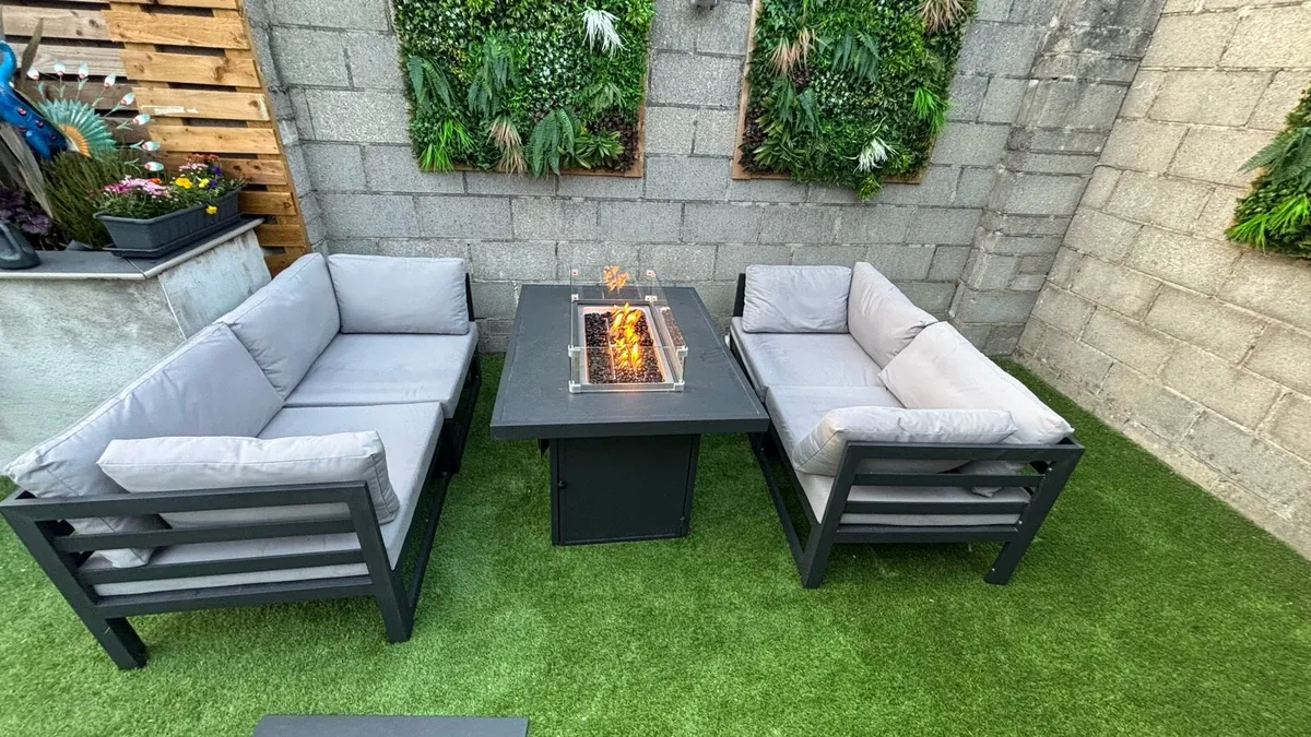 4 seater garden set and gas table fire - Image 3