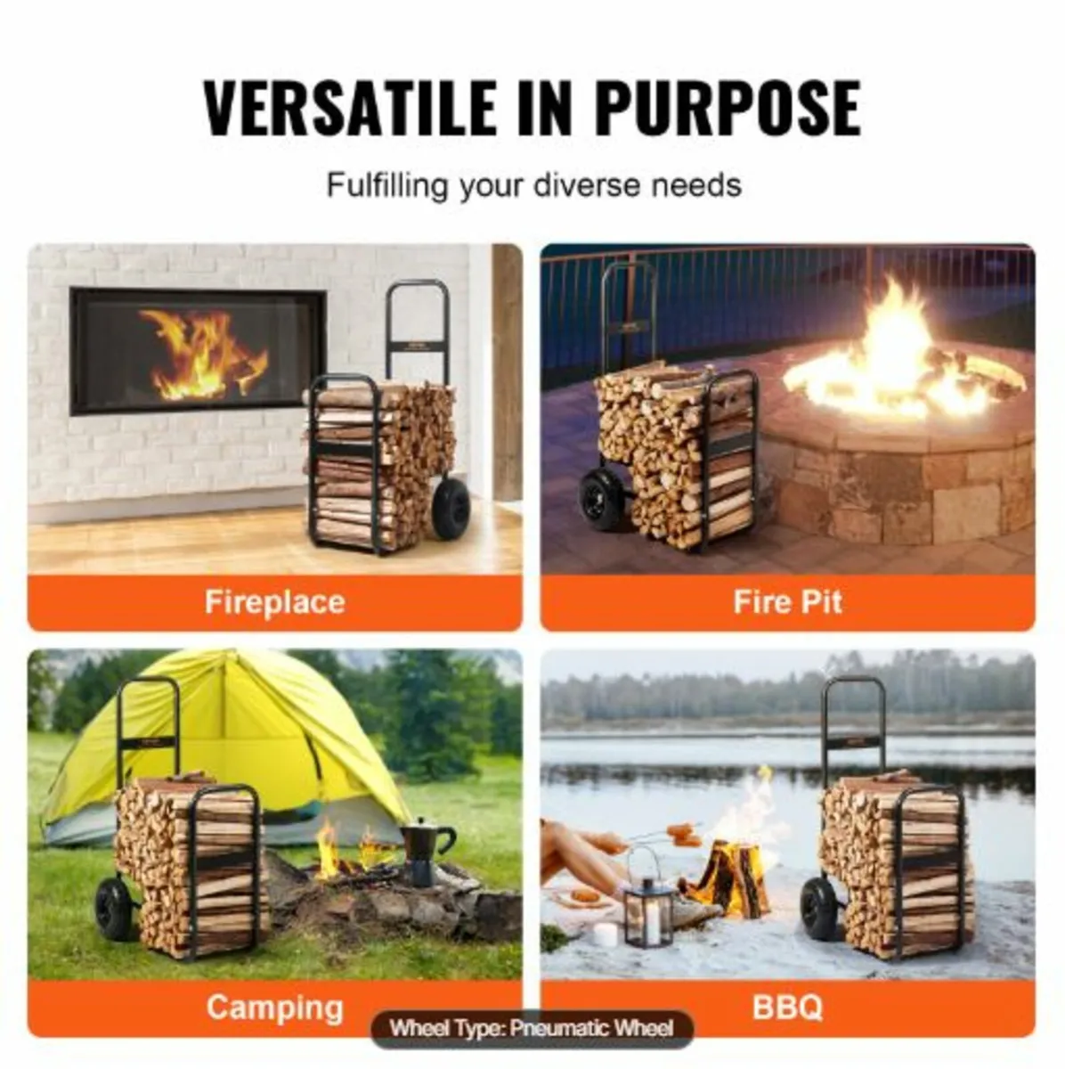 Heavy Duty Firewood Log Cart - Image 3