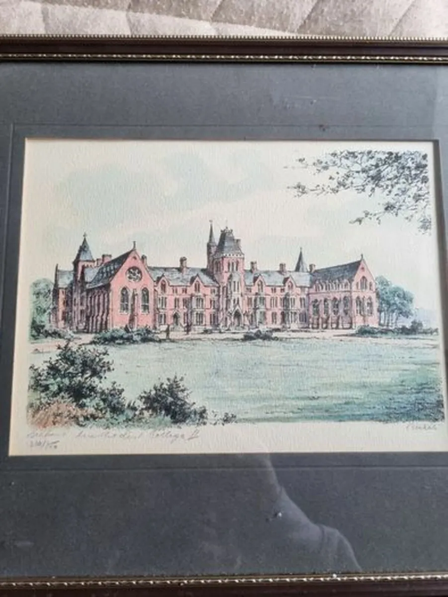 Vintage coloured etching - Belfast University Coll - Image 1