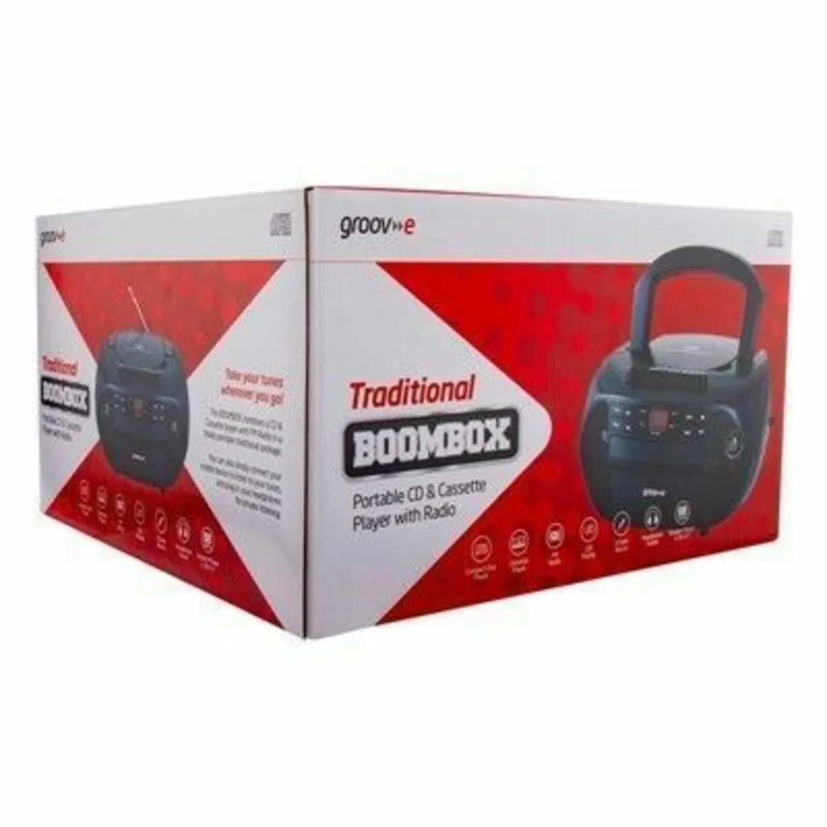 Portable CD & Cassette Player with Radio - Black - Image 2
