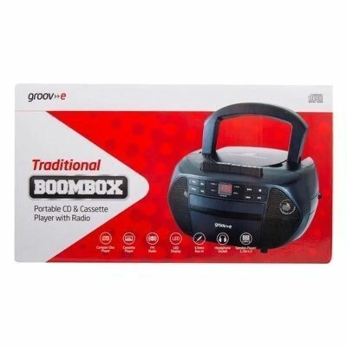 Portable CD & Cassette Player with Radio - Black - Image 3