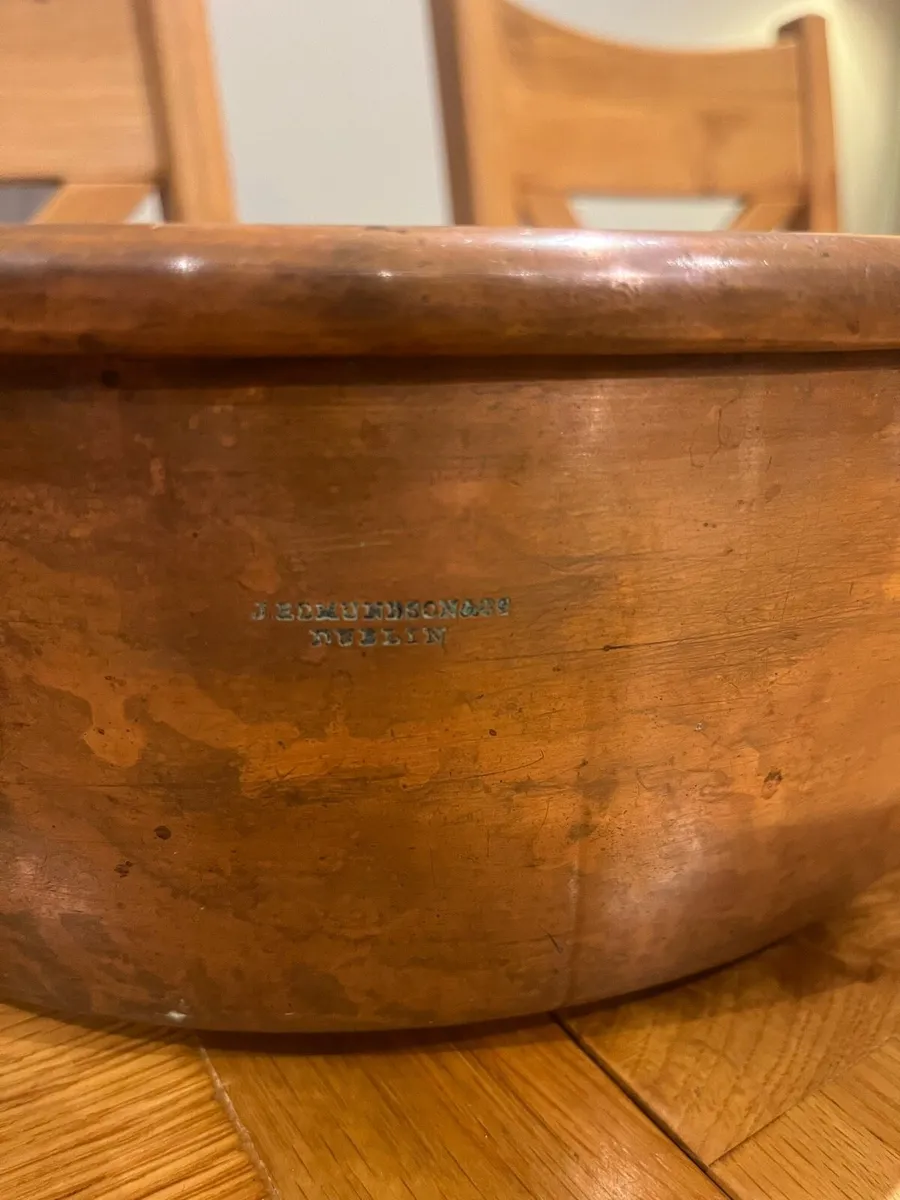Antique J Edmundson Dublin Copper Preserving Pan - Image 2