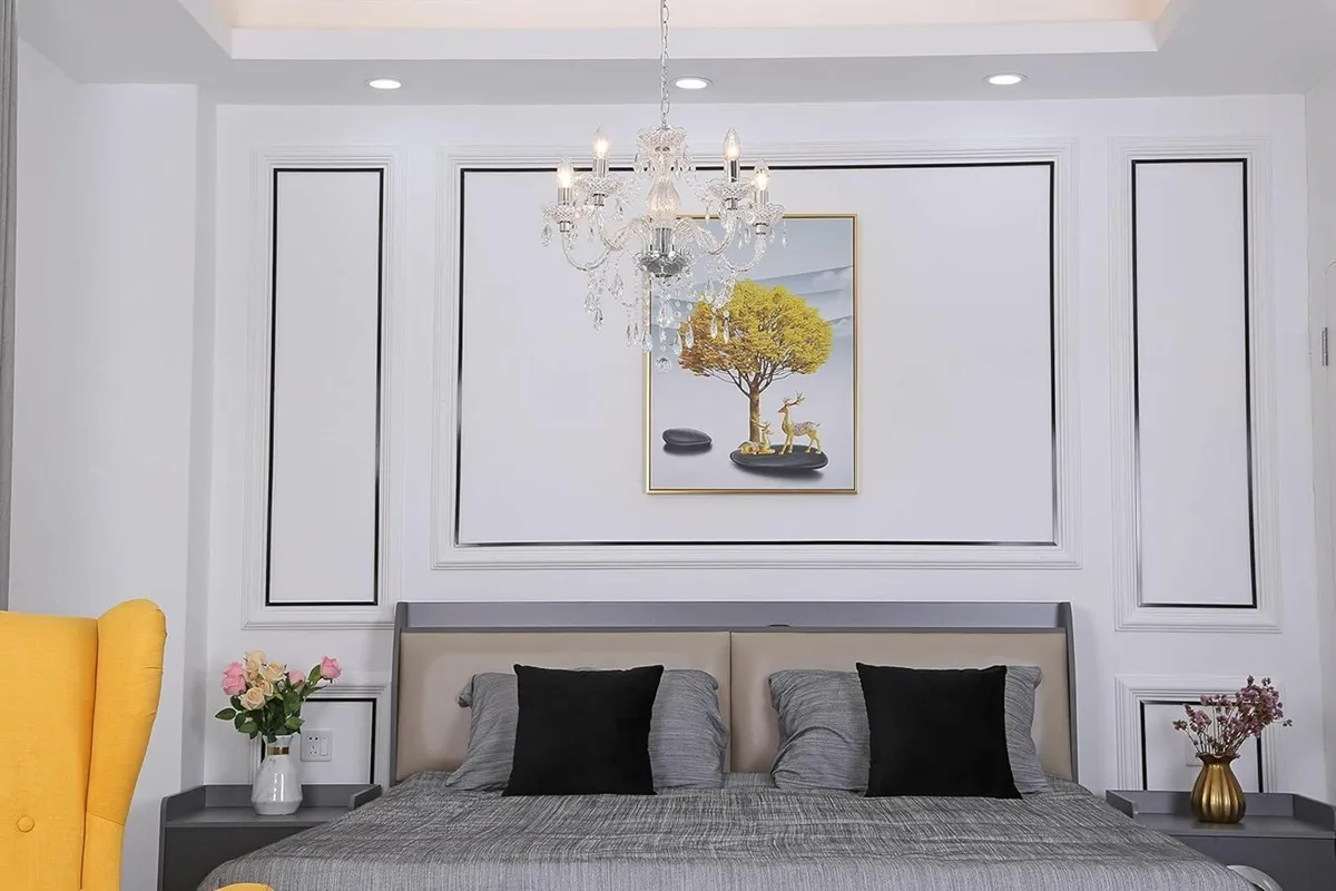 5 Light Chandelier,Pendant Lamp,Chrome,Clear - Image 2