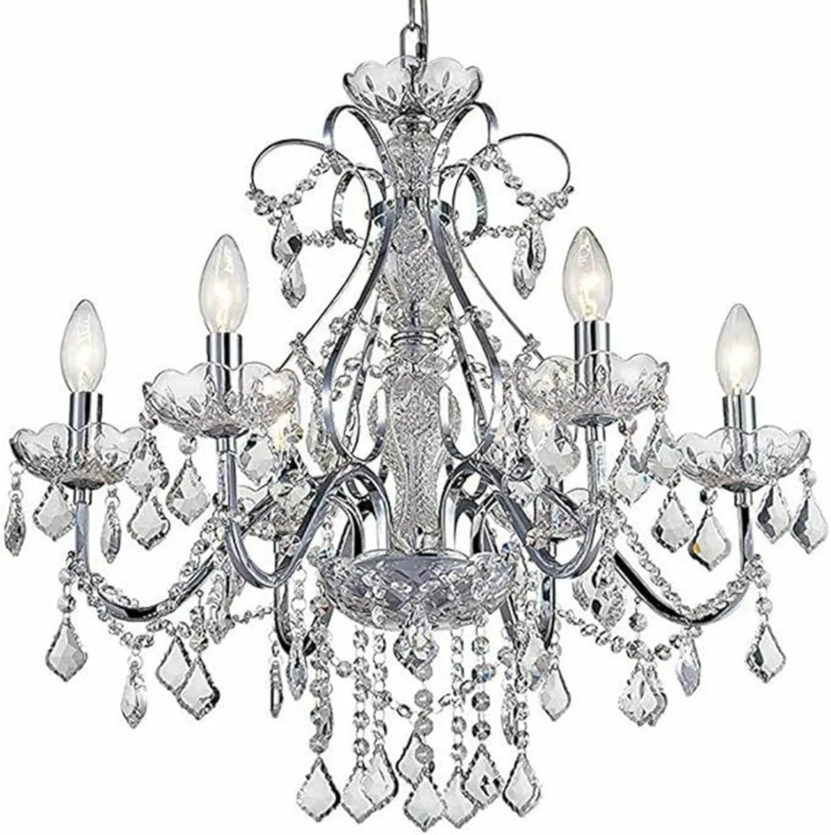 Modern Chrome Pendant Chandelier Crystal Lighting - Image 1