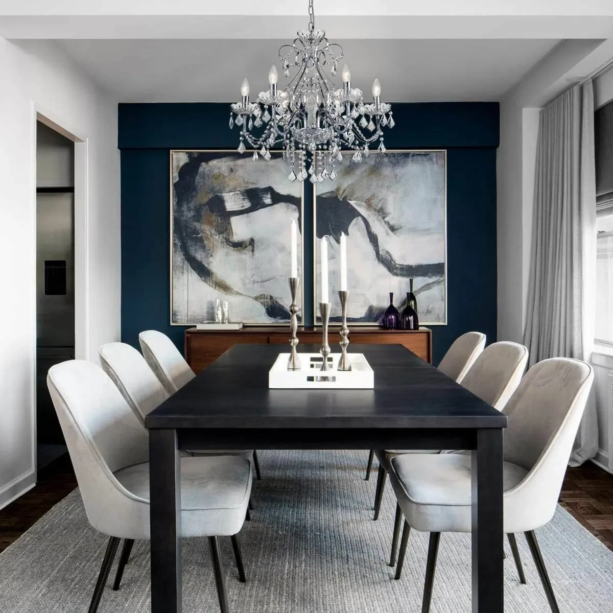 Modern Chrome Pendant Chandelier Crystal Lighting - Image 3