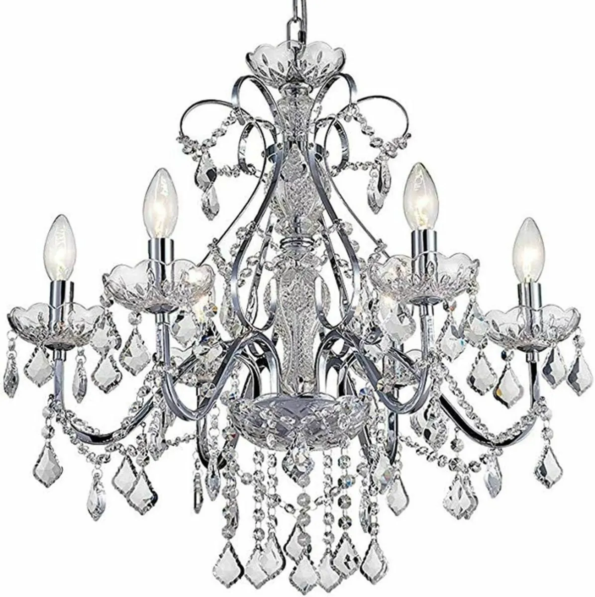 Modern Chrome Pendant Chandelier Crystal Lighting - Image 4