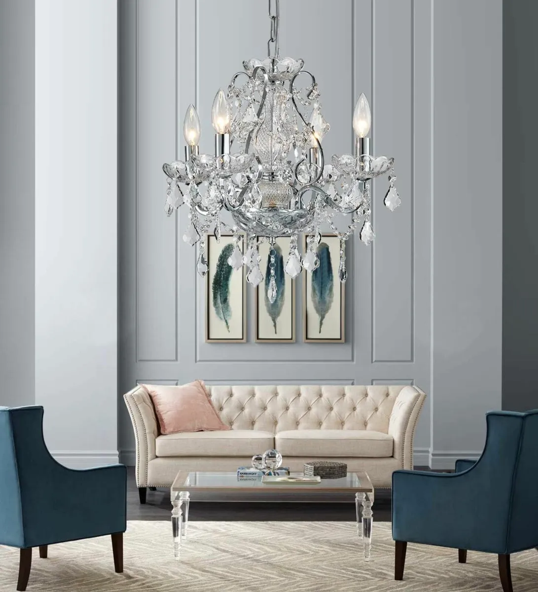 Modern Chrome Pendant Chandelier Crystal Lighting - Image 2