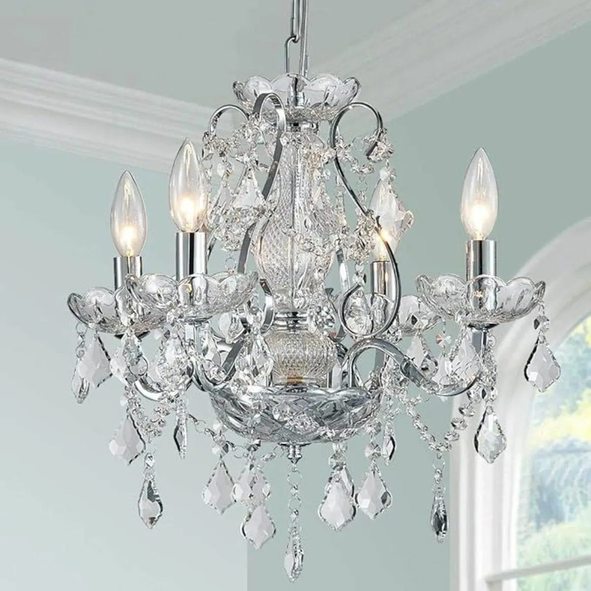 Modern Chrome Pendant Chandelier Crystal Lighting - Image 3