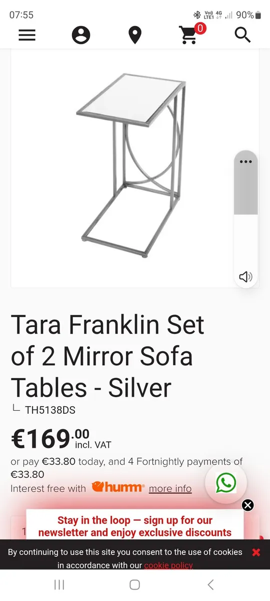 Tara Franklin Set of 2 Mirror Sofa Tables - Silver - Image 1