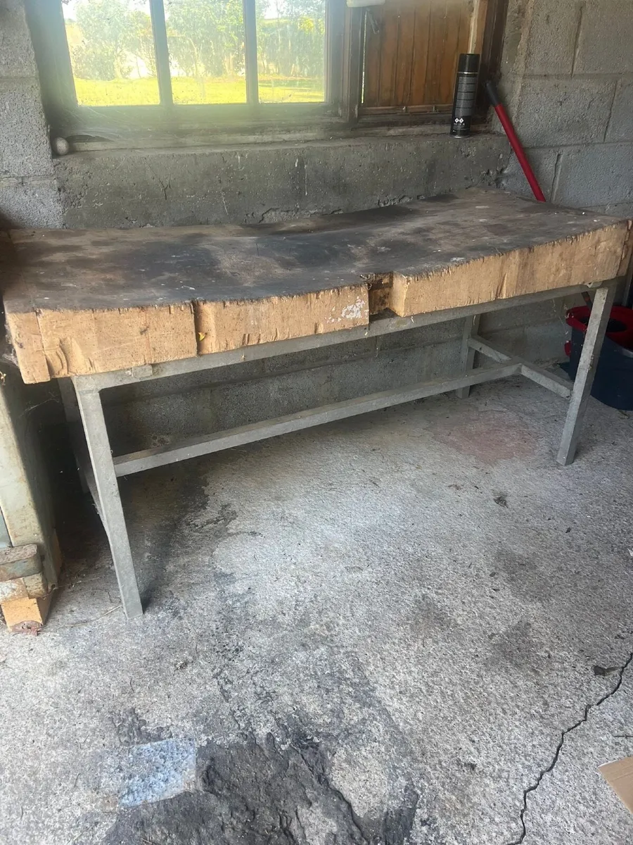 Butchers block with steel table