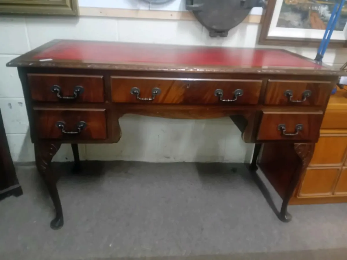 Decorative Leather Top Office Desk - Image 1