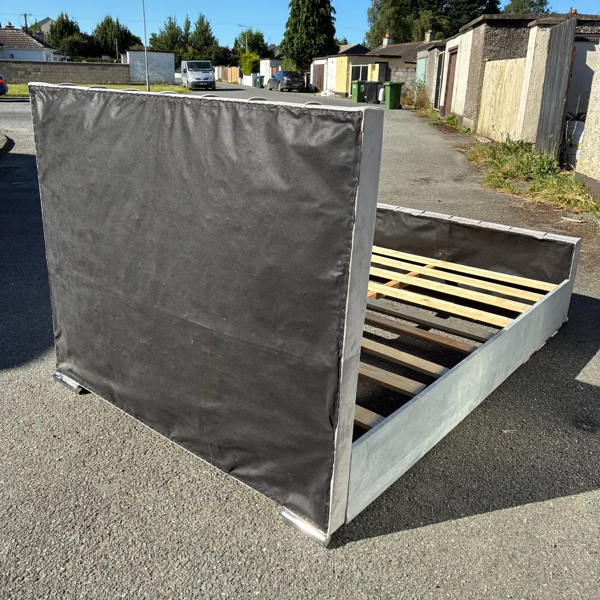 Double Grey Velvet Double Bed Frame - Image 3