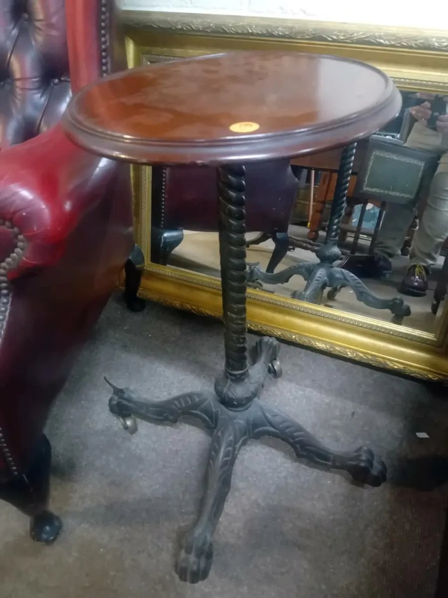 Antique Cast Iron Base Side Table