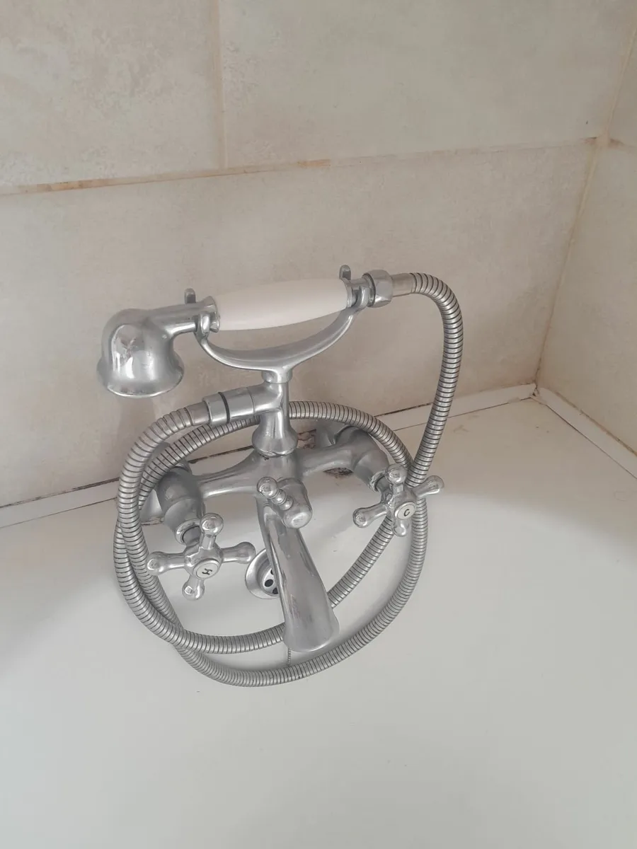 Cast-iron bath with antique  tap/shower attachment - Image 1