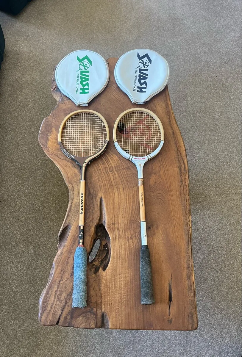 Vintage Pair of Dunlop Courstar Squash Rackets - Image 1