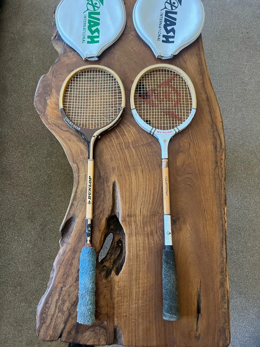 Vintage Pair of Dunlop Courstar Squash Rackets - Image 2