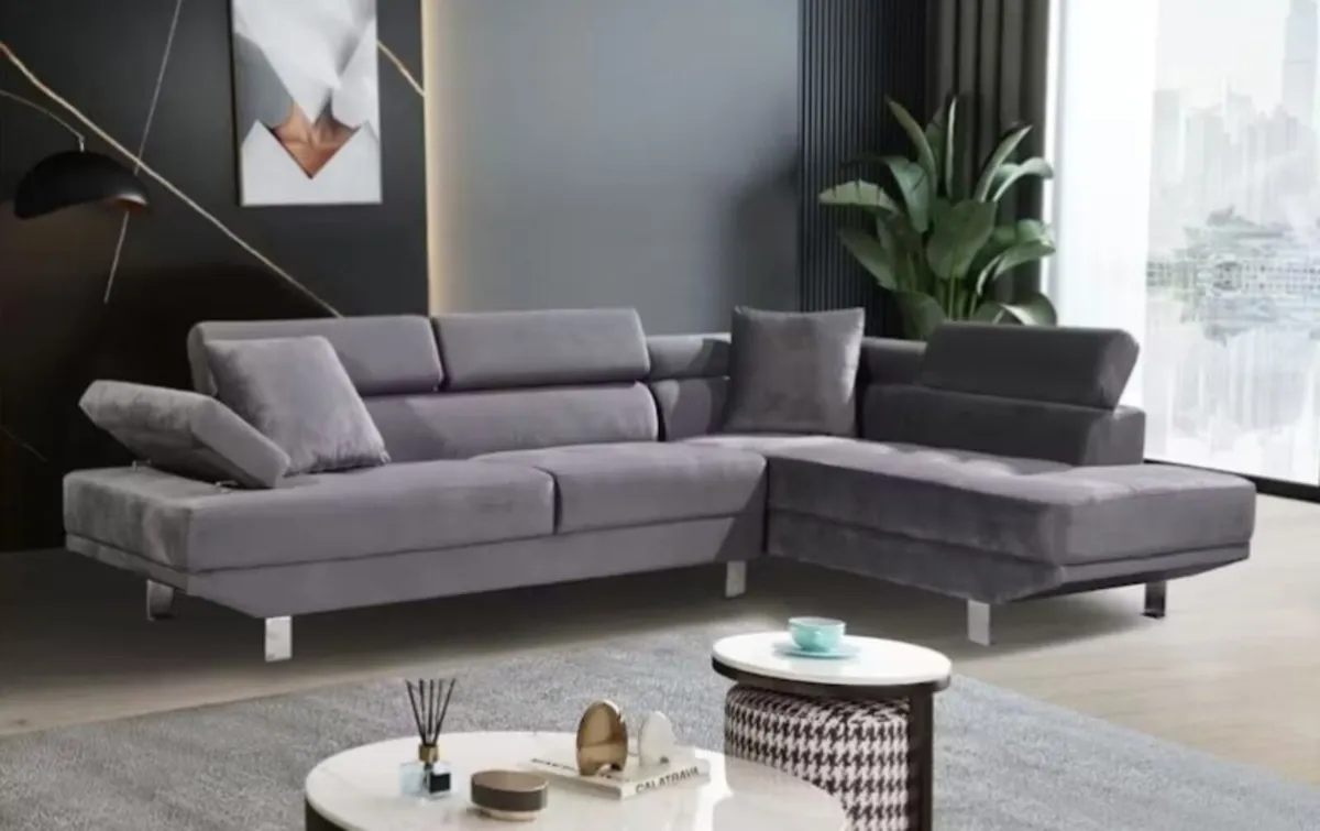 Modern Grey L-Shaped Sofa | Minimal | Comfy - Image 1