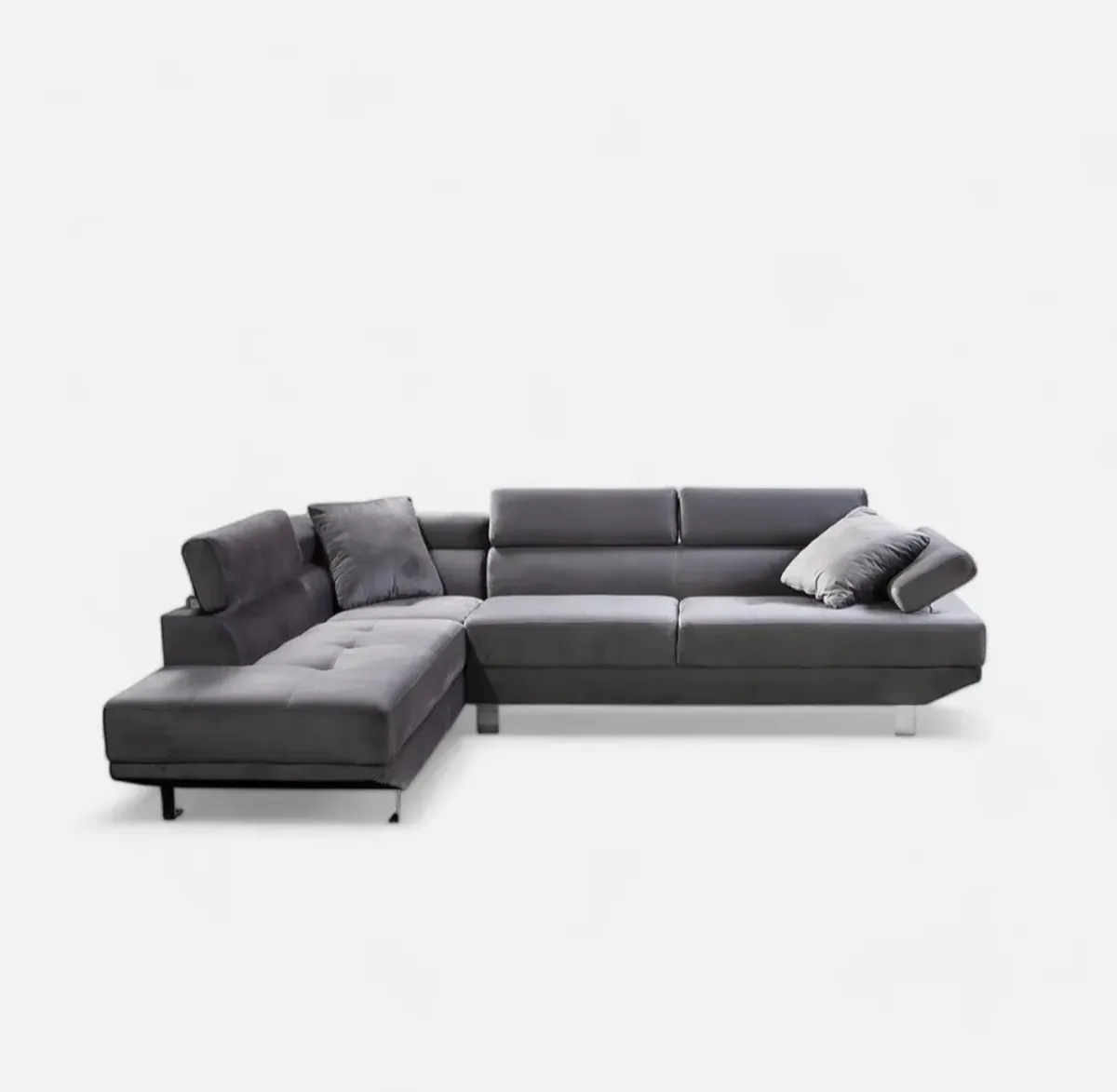 Black Velvet L Sofa | Modern Style | Great Finish - Image 4