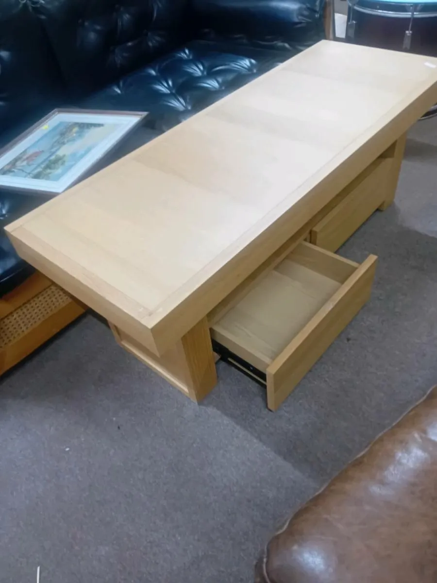 Modern Oak Coffee Table With Drawer - Image 2