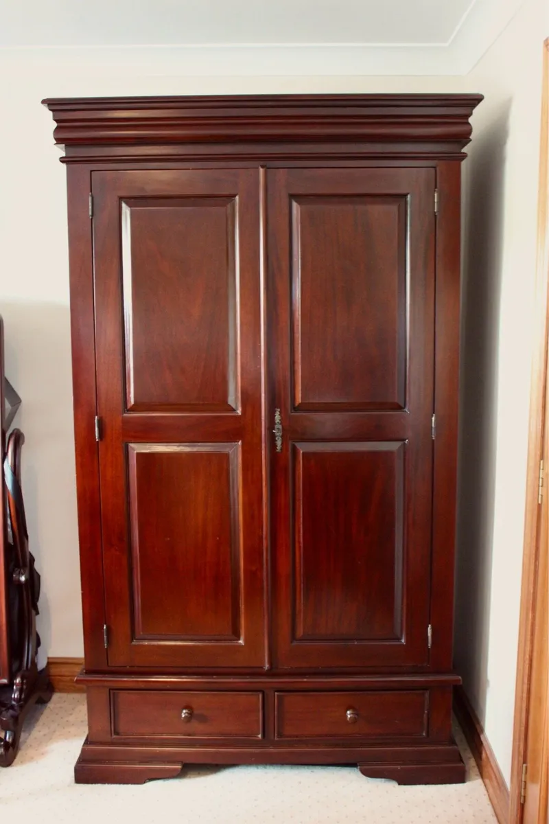 2X Classic 2 Door Solid Mahogany Wardrobe - Image 1