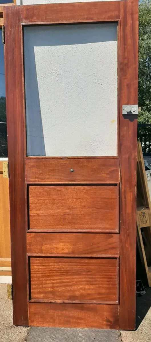 External solid mahogany door, glazed. - Image 2