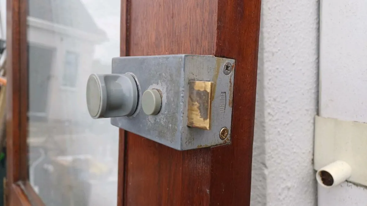 External solid mahogany door, glazed. - Image 3