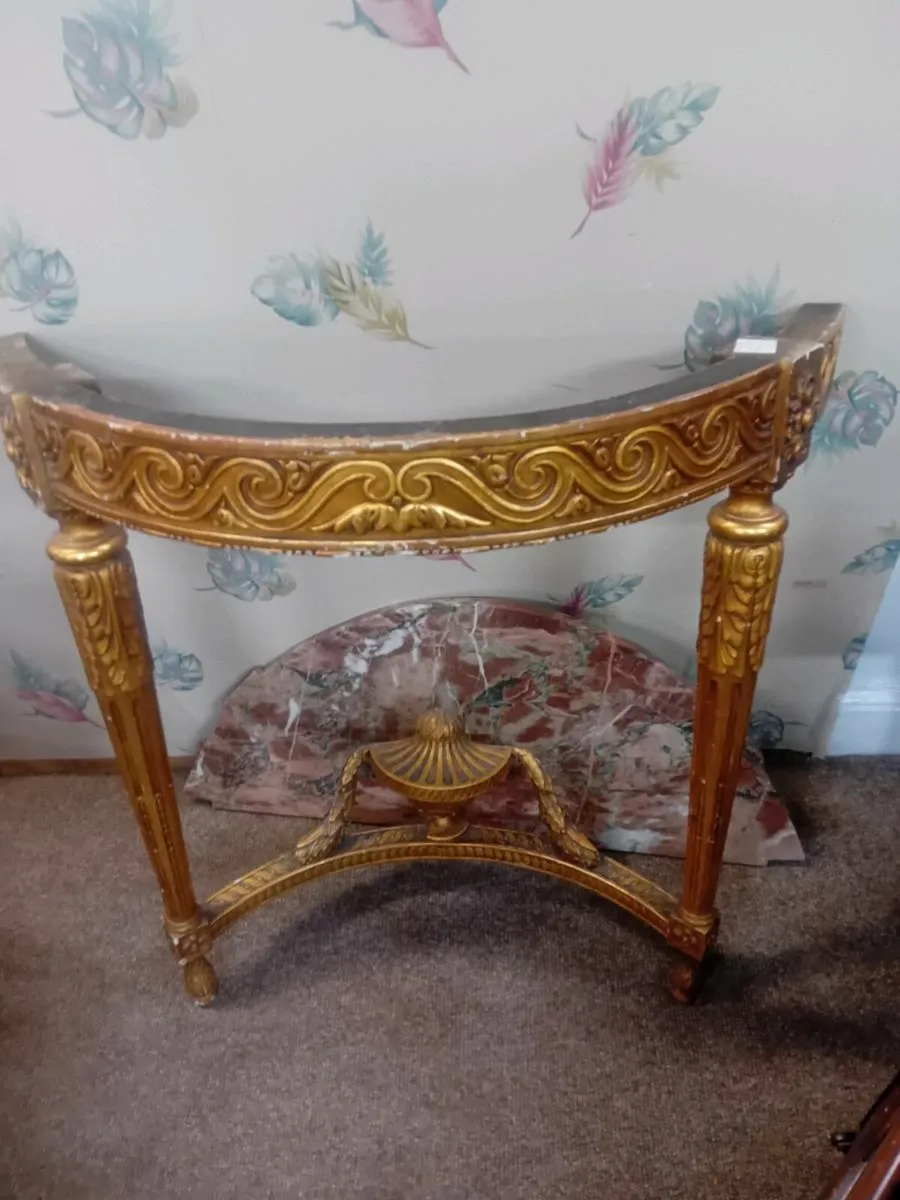 Decorative Gilt And Marble Wall Table - Image 1