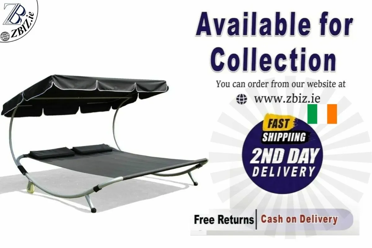 Lounger with Canopy for 2 People Outdoor Use - Image 1
