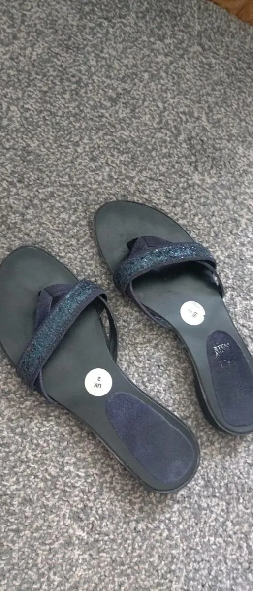 Navy sandals genuine leather y Made in Italy s - Image 1