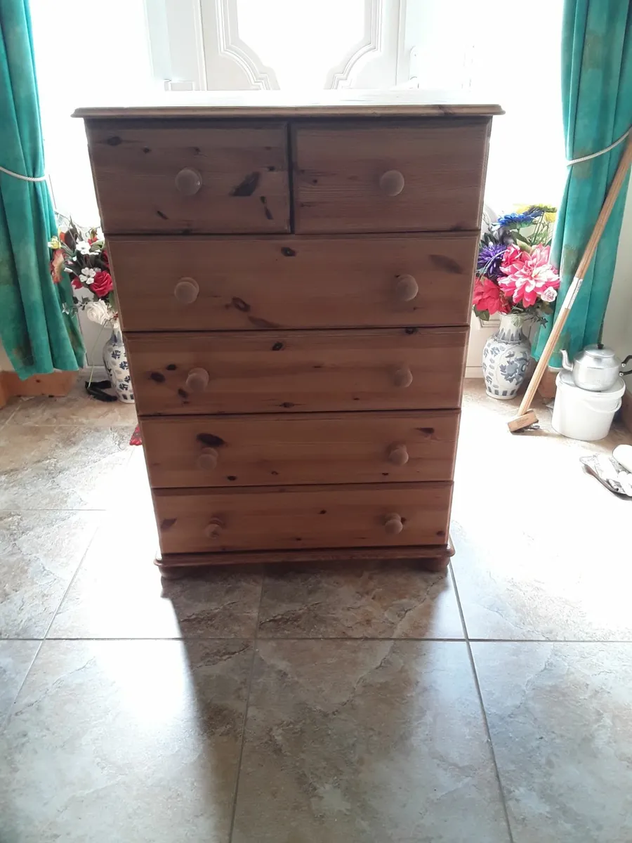 Tall chest of drawers solid pine - Image 2