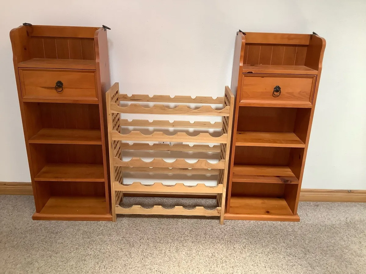 Two Book Shelves, Wine Rack, Study Table & Chair. - Image 1