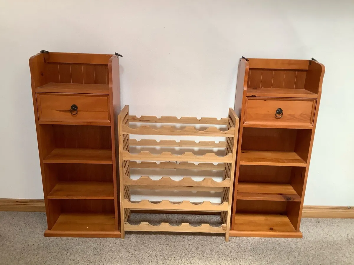 Two Book Shelves, Wine Rack, Study Table & Chair. - Image 2