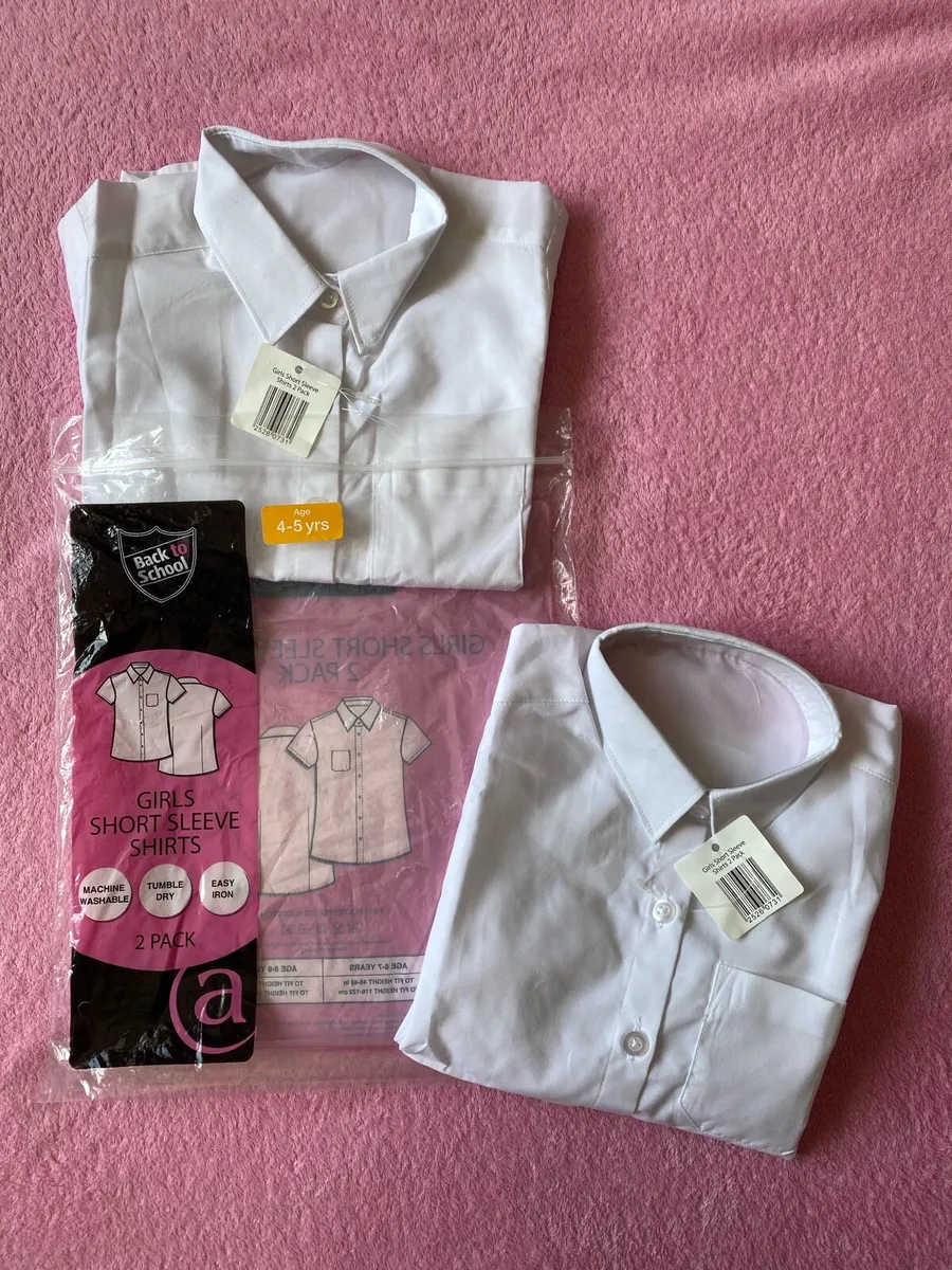 Girl’s White Short Sleeve Shirts | 2 Pack - Image 1