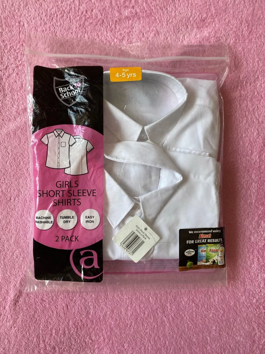 Girl’s White Short Sleeve Shirts | 2 Pack - Image 2