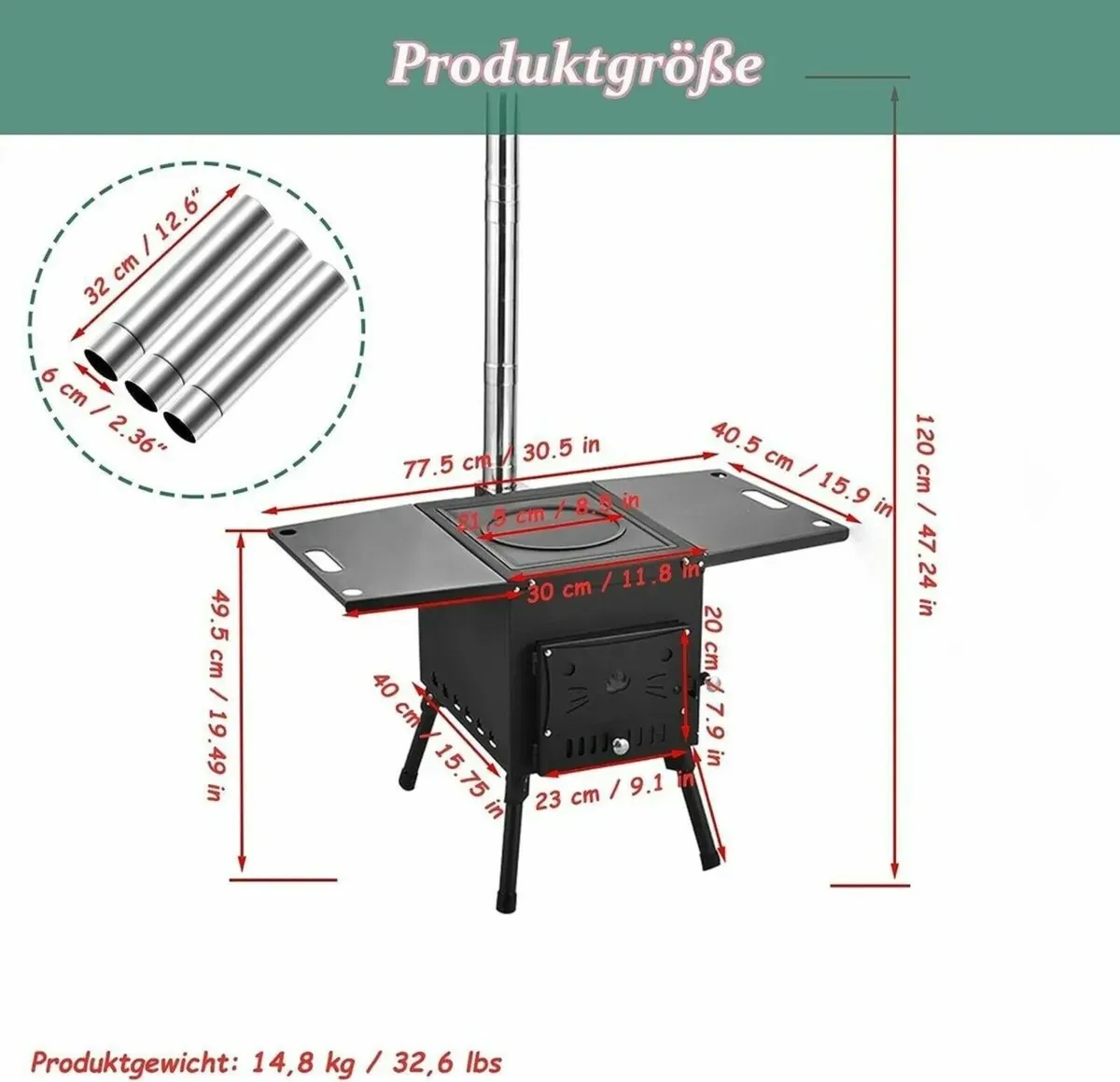 Cast Iron Portable Wood Stove – Outdoor Camping - Image 3